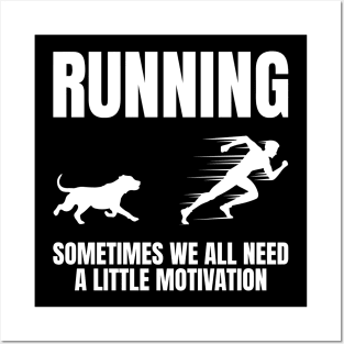 Running Motivation Dog Chase Funny American Pit Bull Terrier Tee Posters and Art